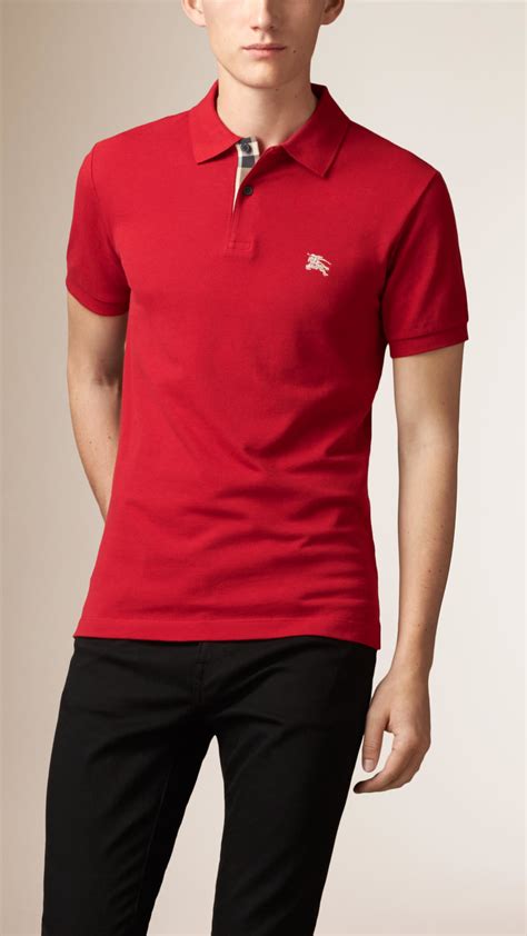 burberry red brown|red Burberry polo shirt.